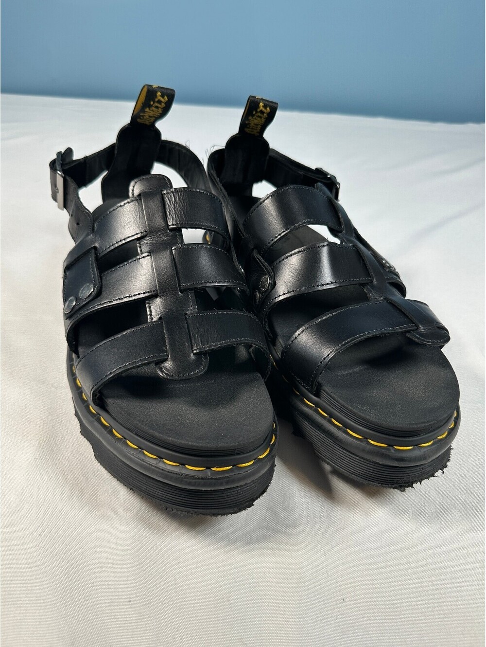 Dr Martens Terry Black Leather Gladiator Platform Sandals Men's 12 Women's 13